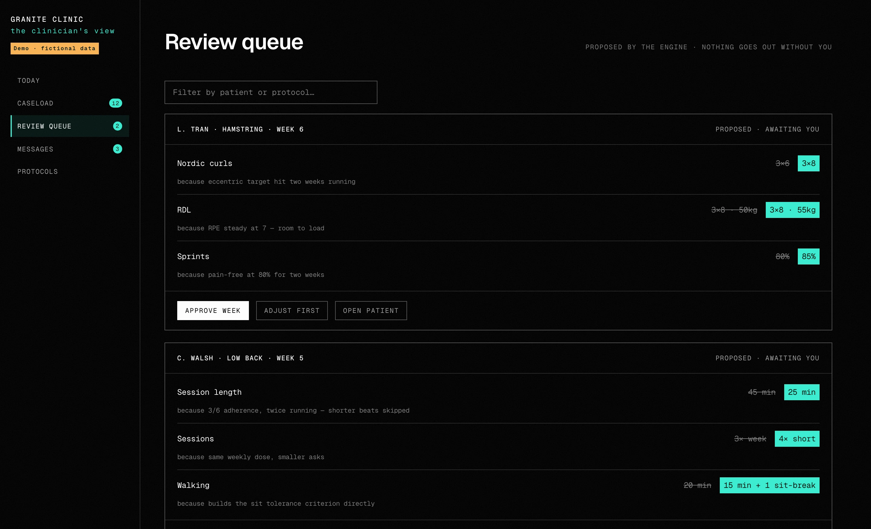 Granite Clinic — the review queue, proposed changes awaiting approval